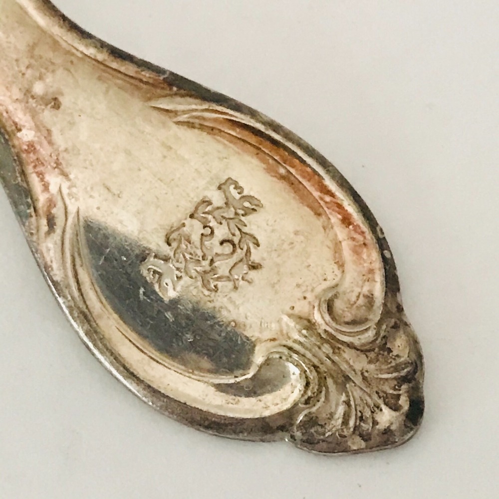 Victors Co Overlay Silver Plated Spoon Flointableau Set of 2 VTG